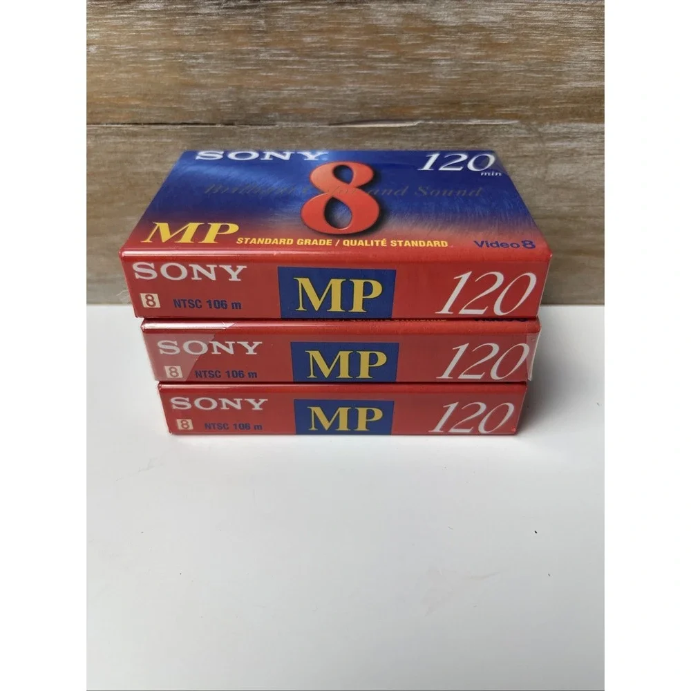 Sony 8mm MP 120 Min Video Cassette Tape P6‑120MP – NEW Sealed – Lot of 3